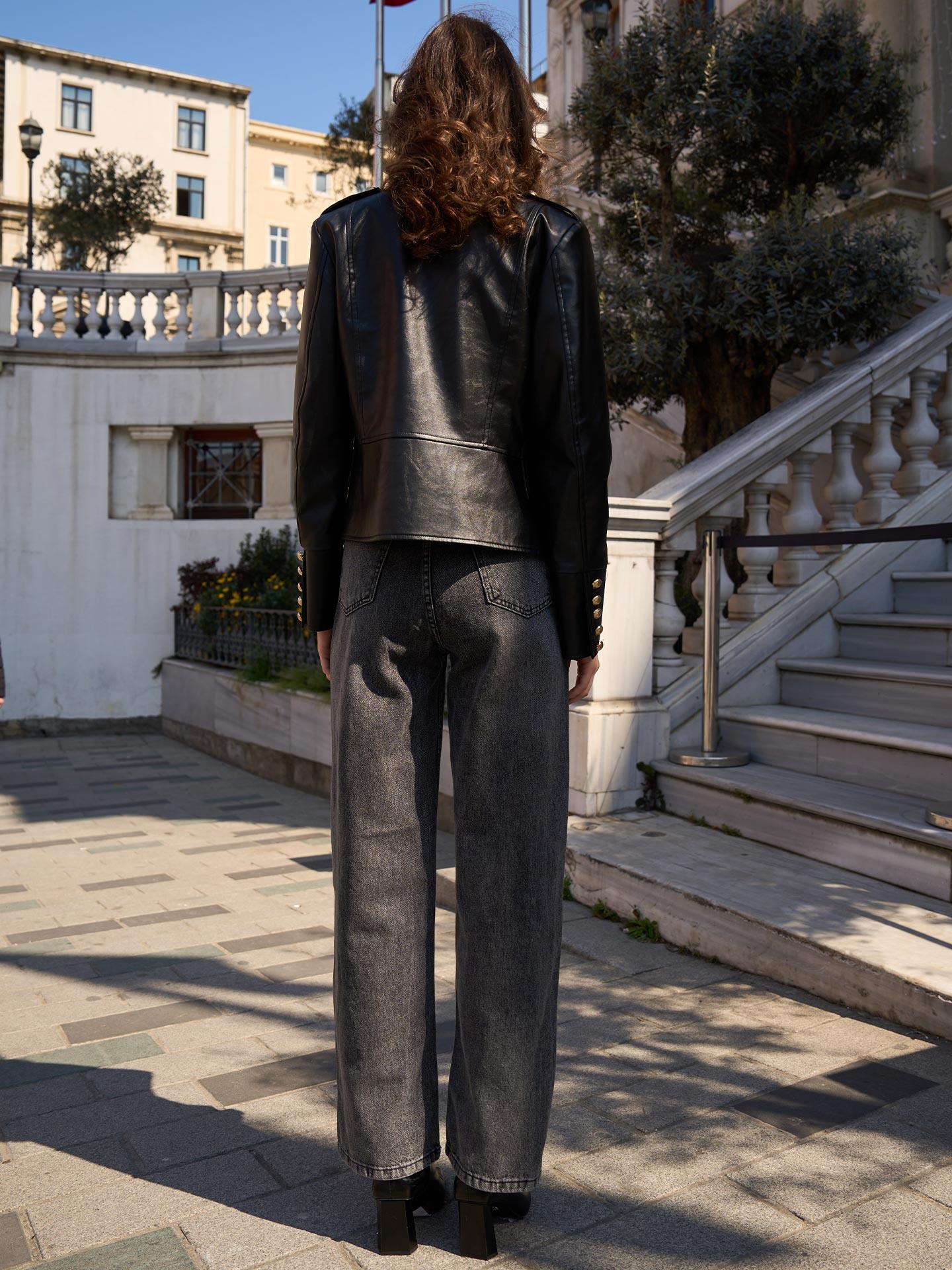 Wide Leg Uzun Füme Jeans