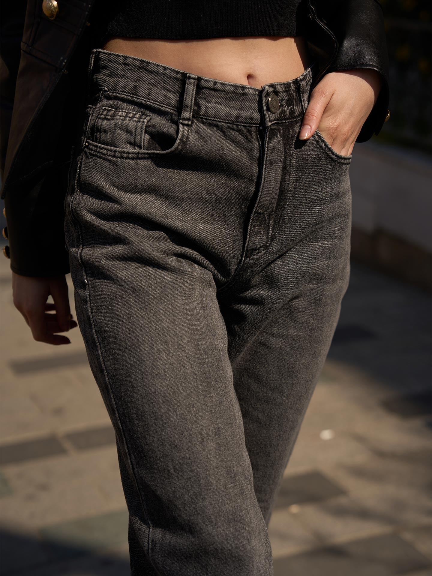 Wide Leg Uzun Füme Jeans
