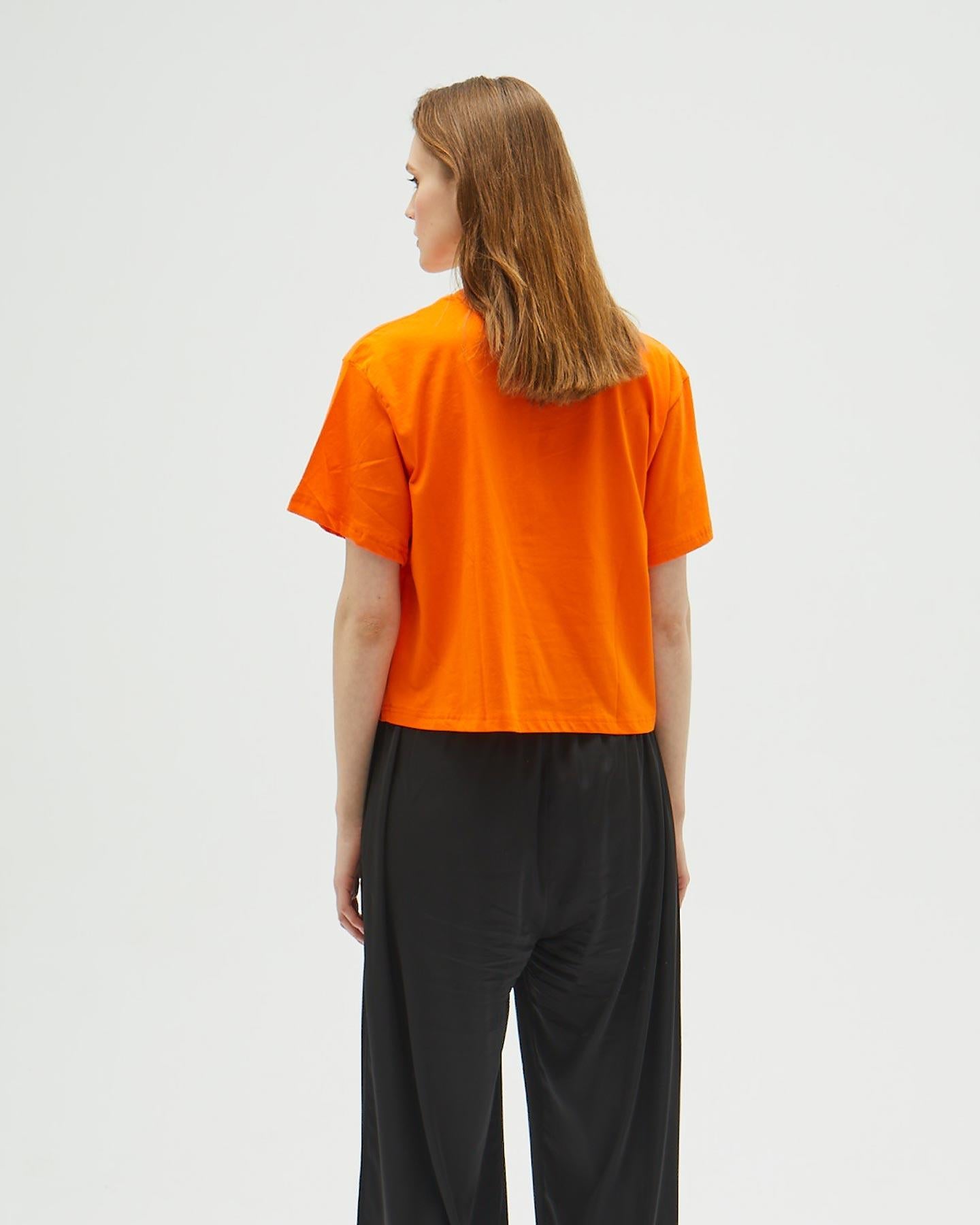 Turuncu Oversize Crop T-shirt