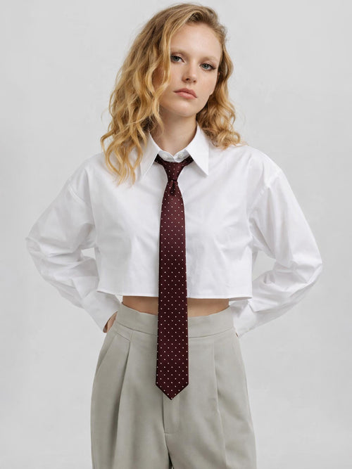 Poplin Crop Gömlek Beyaz