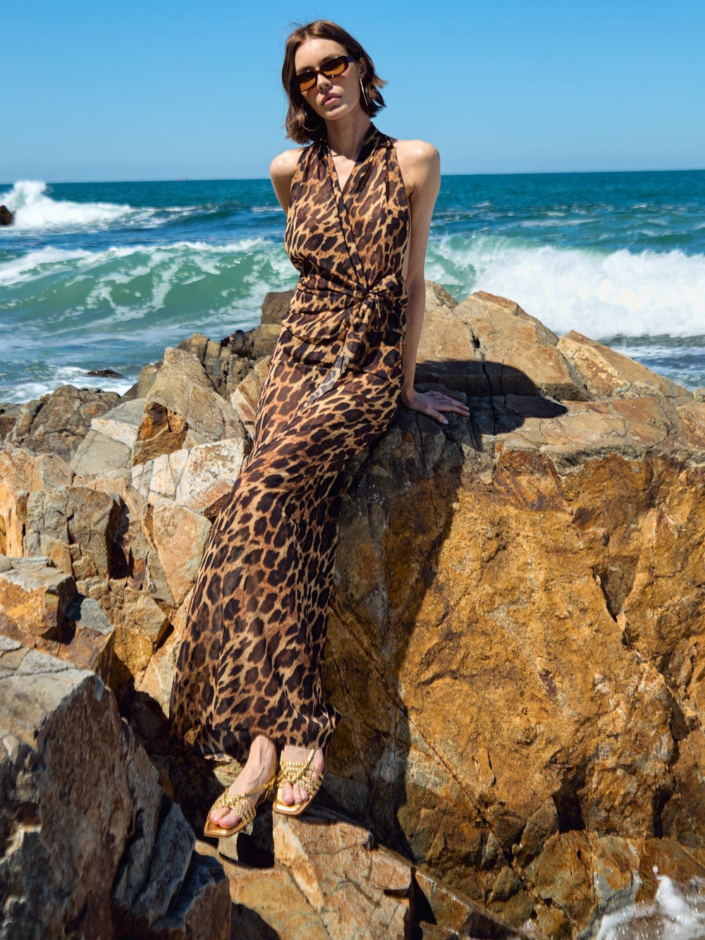 Leopar Desen Şifon Etek