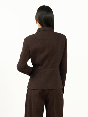 Dokulu Gömlek Yaka Ceket Kahverengi