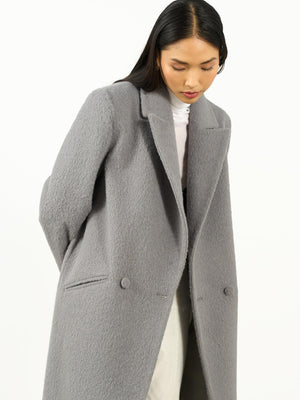 Oversize Kaşe Kaban Gri