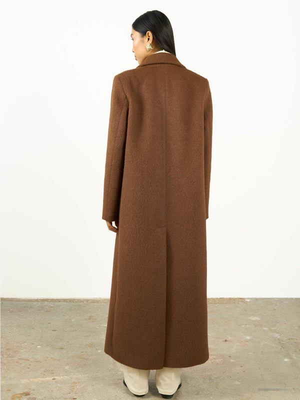 Ovesize Kaşe Kaban Kahverengi