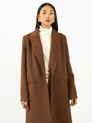 Ovesize Kaşe Kaban Kahverengi