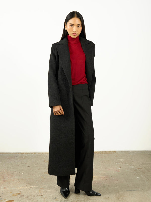 Oversize Kaşe Kaban Siyah