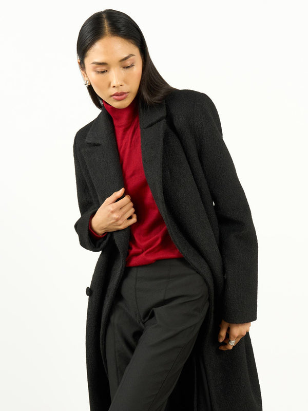 Oversize Kaşe Kaban Siyah