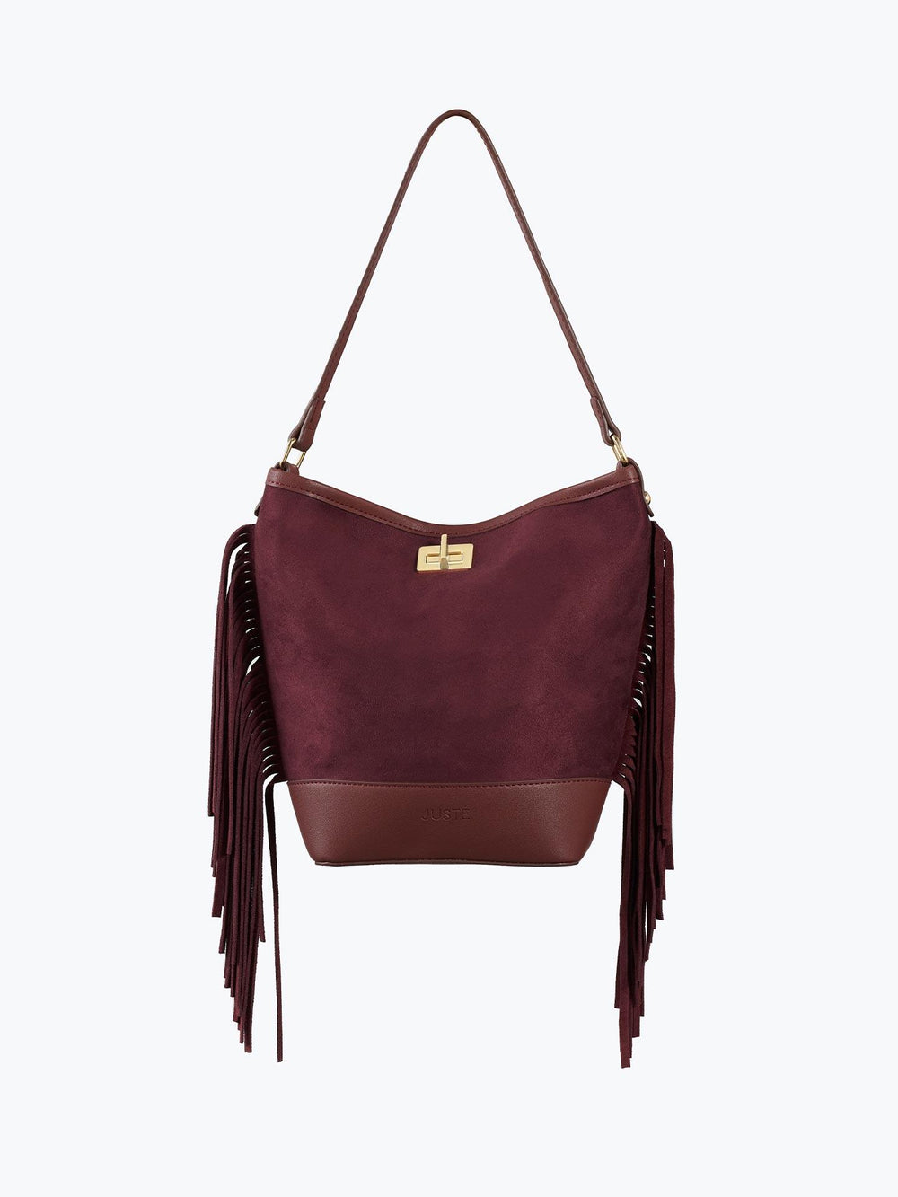 Süet Püsküllü Omuz Çantası Bordo