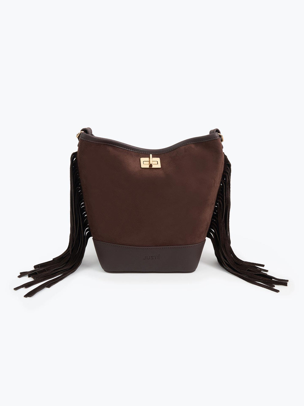 Süet Püsküllü Omuz Çantası Kahverengi