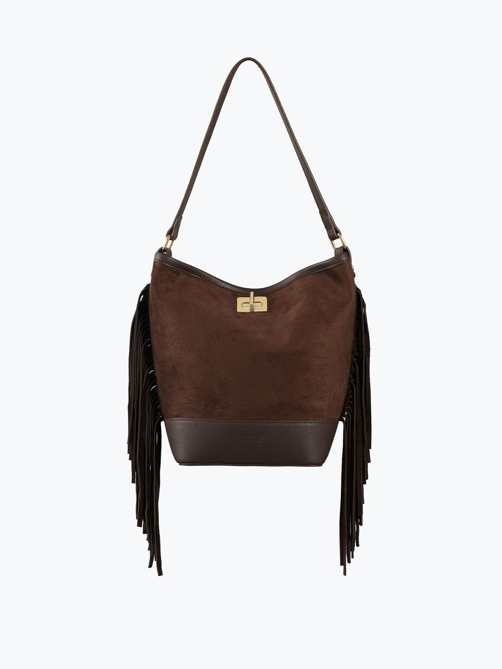 Süet Püsküllü Omuz Çantası Kahverengi