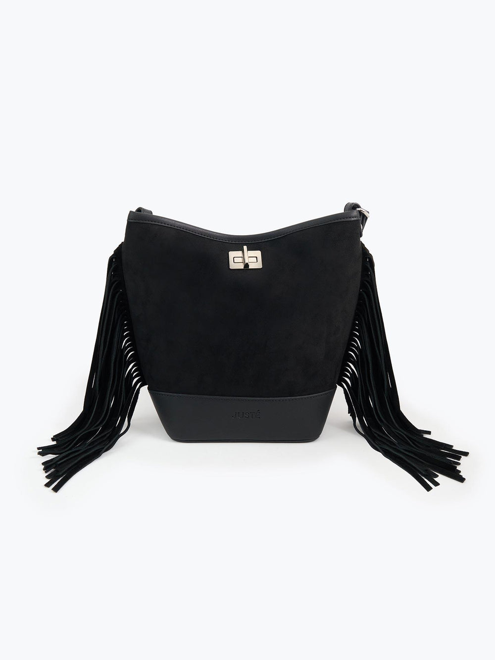 Süet Püsküllü Omuz Çantası Siyah