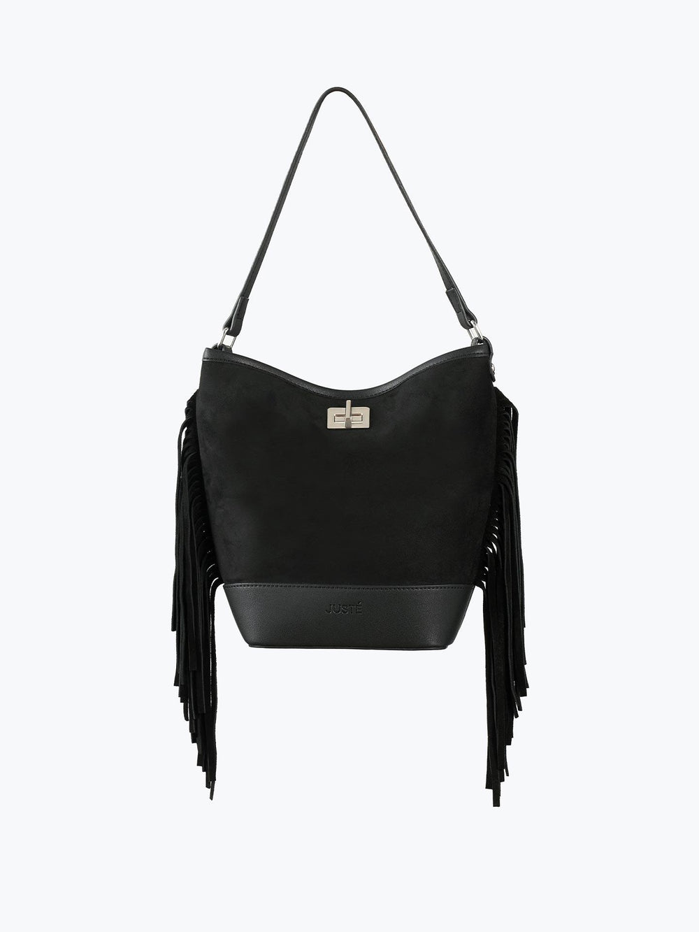 Süet Püsküllü Omuz Çantası Siyah