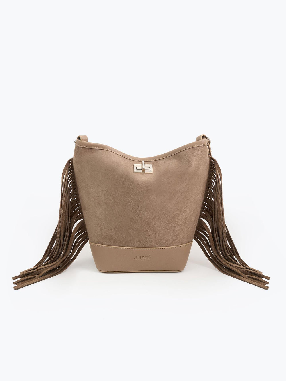 Süet Püsküllü Omuz Çantası Vizon