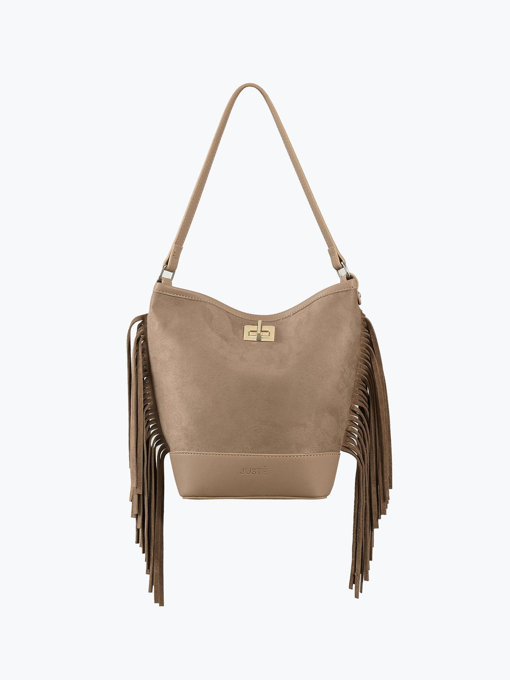 Süet Püsküllü Omuz Çantası Vizon