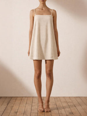 Dantel Askılı Mini Elbise Krem