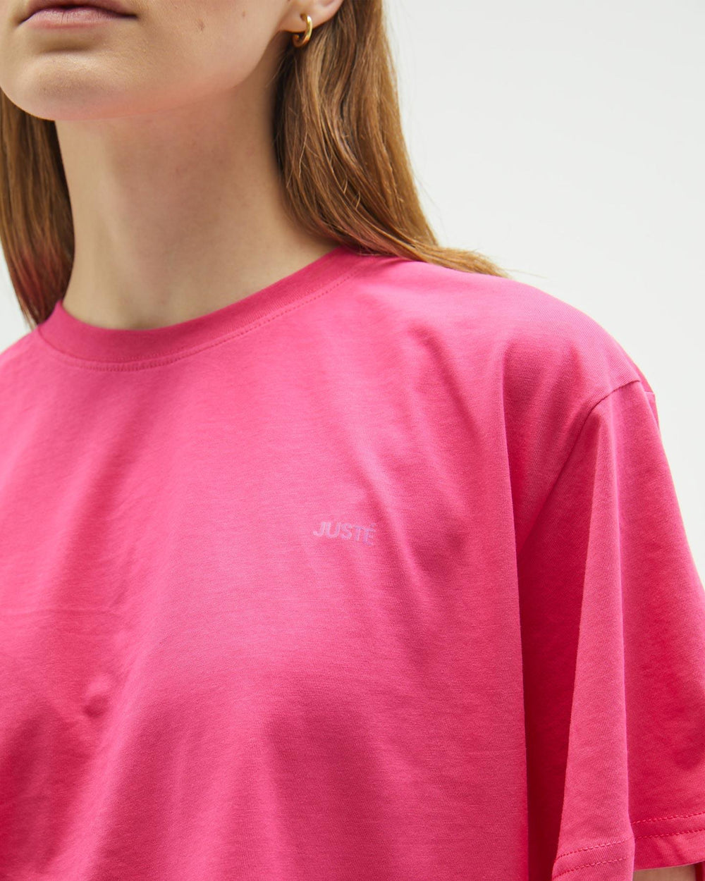 Fuşya Oversize Crop T-shirt