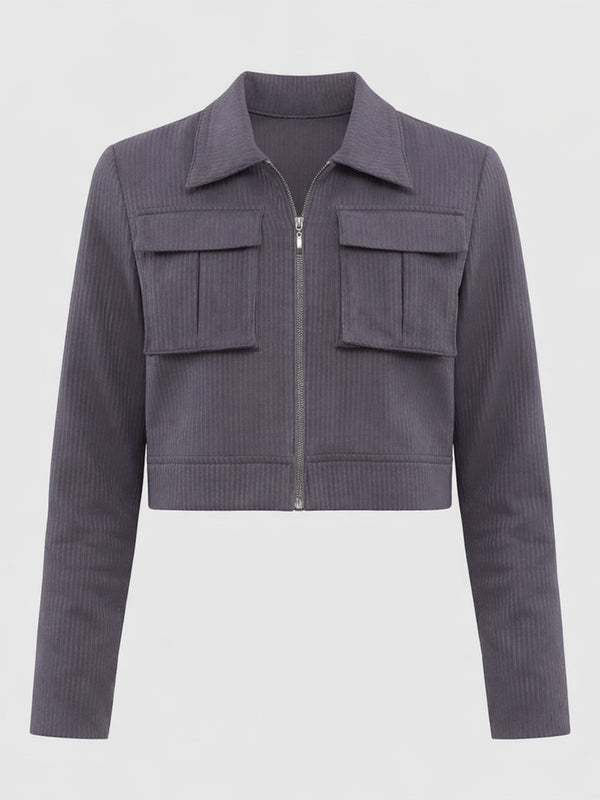 Kadife Cep Detay Ceket Antrasit