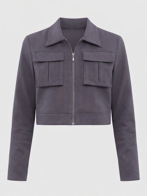 Kadife Cep Detay Ceket Antrasit