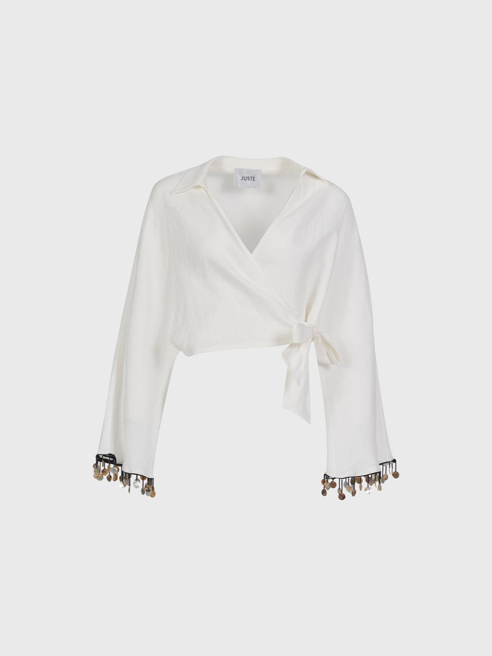 Keten Kol Detaylı Ekru Kimono Bluz
