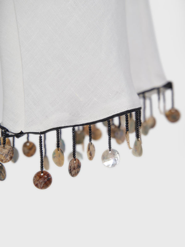 Keten Kol Detaylı Ekru Kimono Bluz