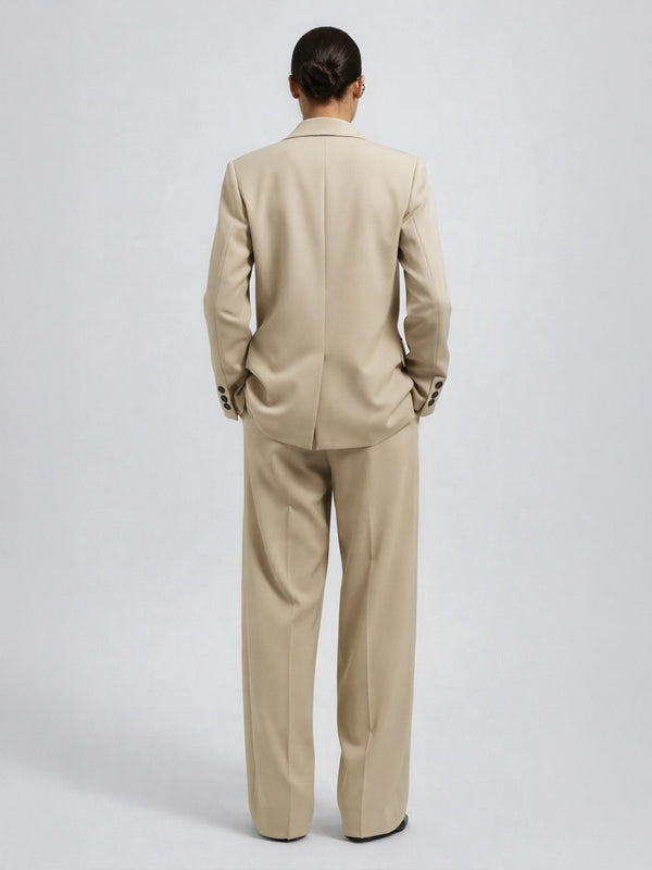 Oversize Düğmeli Blazer Ceket Bej