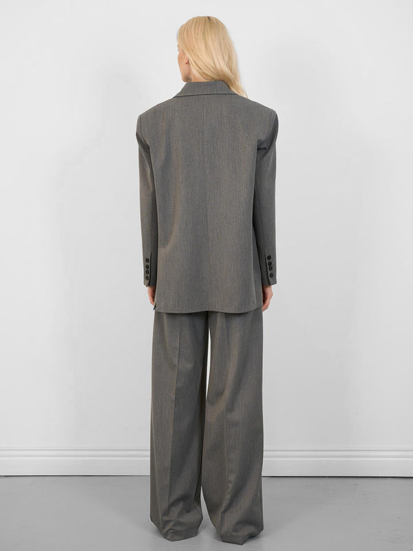 Oversize Düğmeli Blazer Ceket Gri
