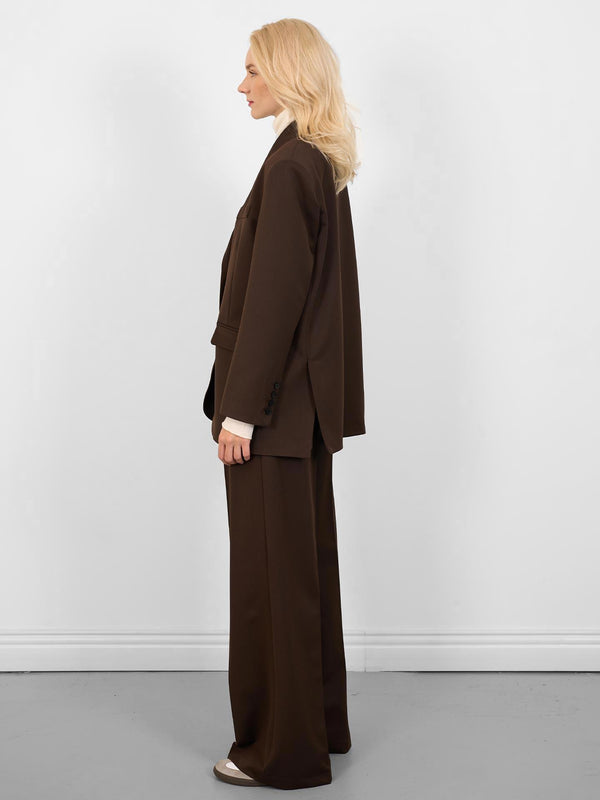 Oversize Düğmeli Blazer Ceket Kahverengi