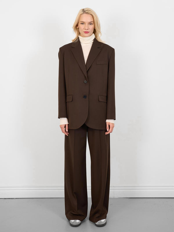 Oversize Düğmeli Blazer Ceket Kahverengi