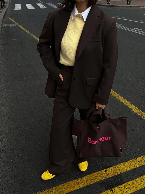 Oversize Düğmeli Blazer Ceket Kahverengi