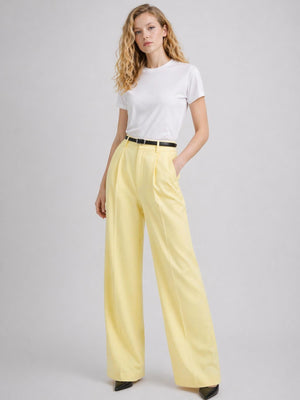 Pileli Palazzo Pantolon Butter Yellow