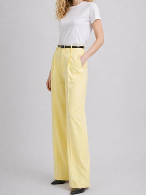 Pileli Palazzo Pantolon Butter Yellow