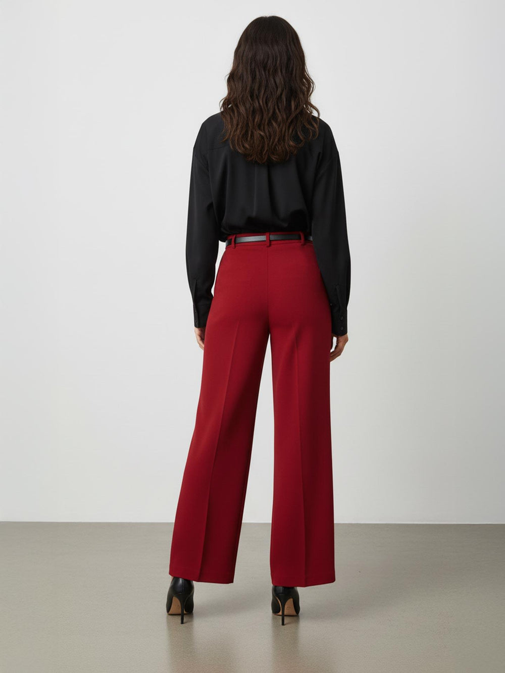Pileli Palazzo Pantolon Kırmızı