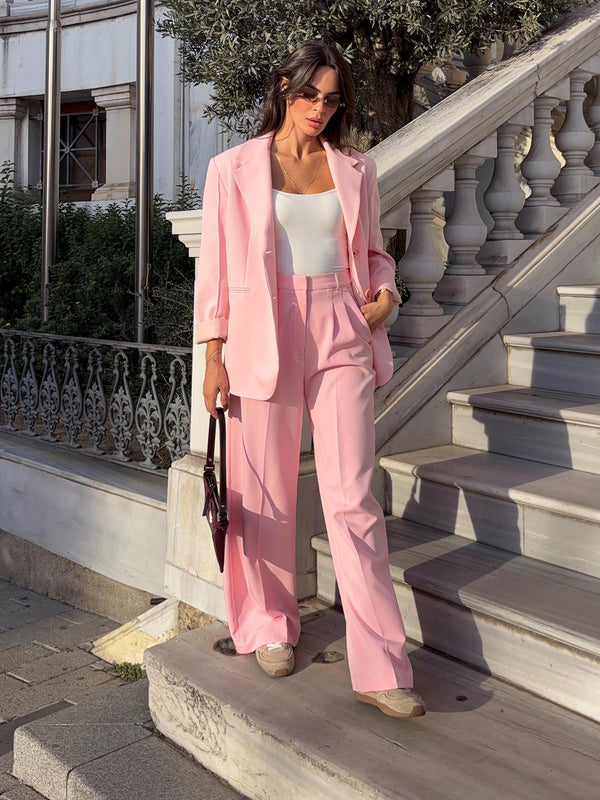 Pileli Palazzo Pantolon Pembe