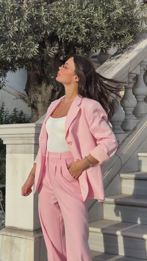 Pileli Palazzo Pantolon Pembe