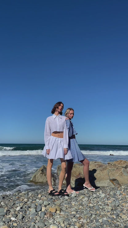 Poplin Crop Gömlek Beyaz