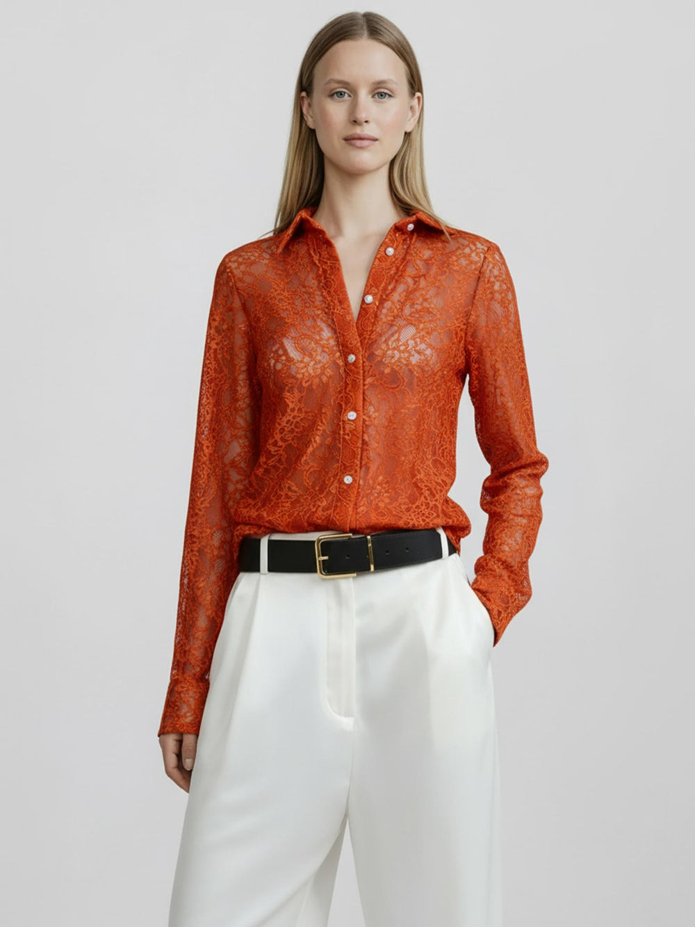 Varaklı Dantel Gömlek Kırmızı