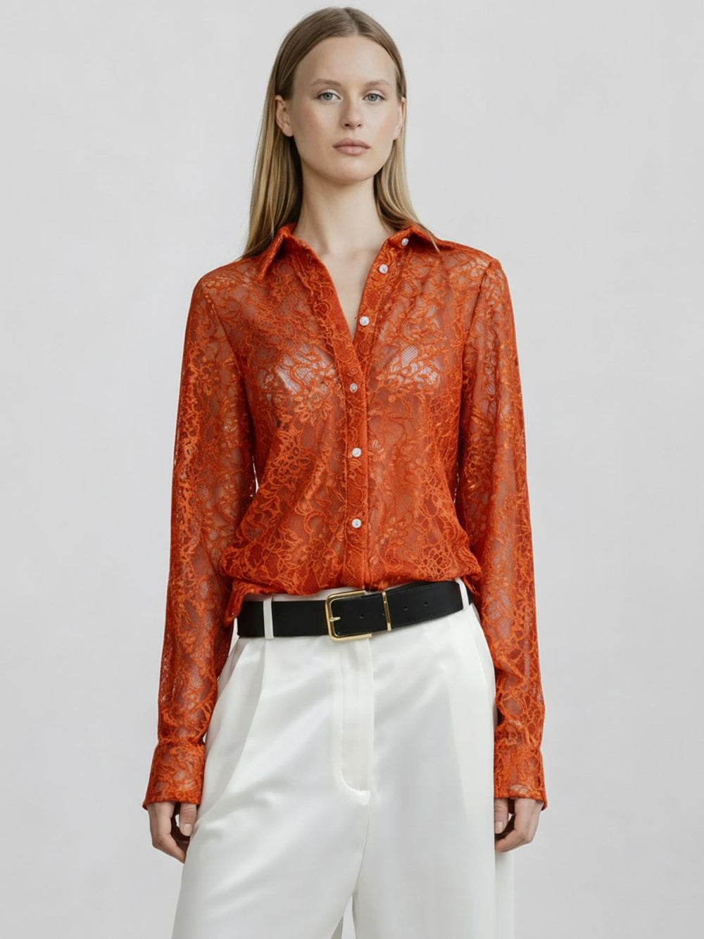 Varaklı Dantel Gömlek Kırmızı