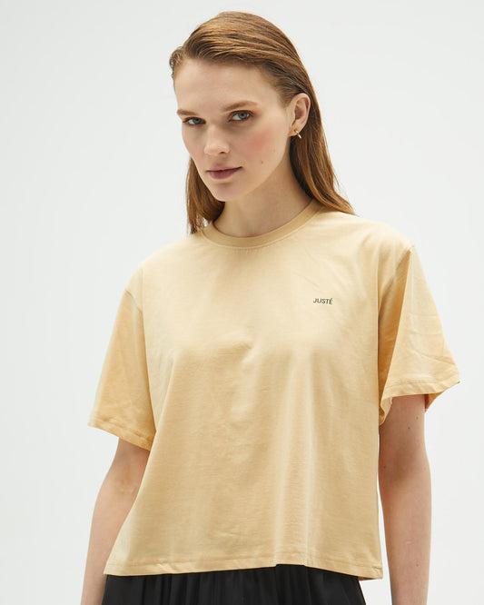 Bej Oversize Crop T-shirt