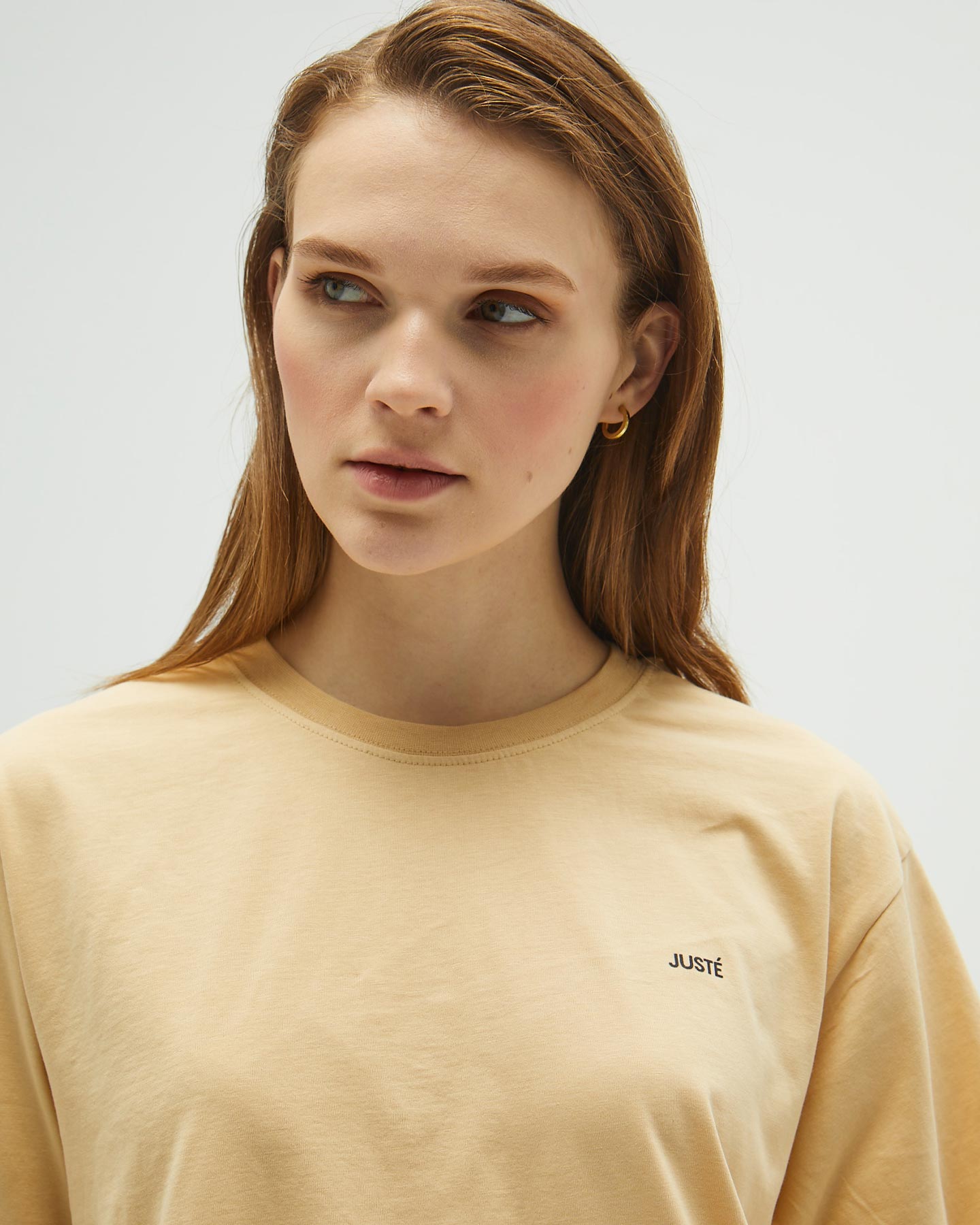 Bej Oversize Uzun Unisex T-shirt