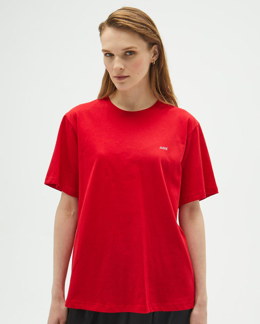 Kırmızı Oversize Uzun Unisex T-shirt