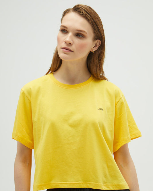 Sarı Oversize Crop T-shirt