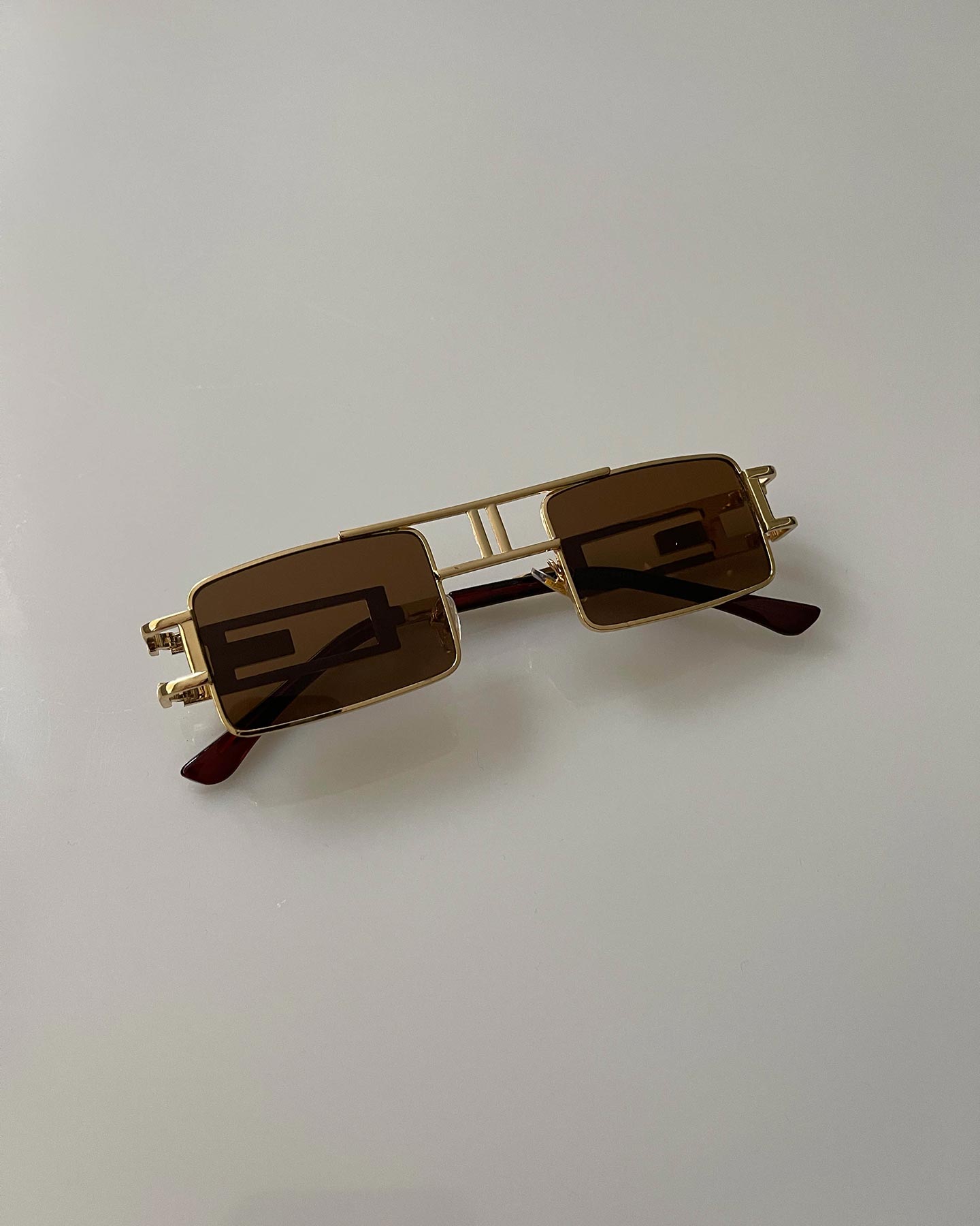 Vintage Gold Kahve Dikdörtgen Güneş Gözlüğü
