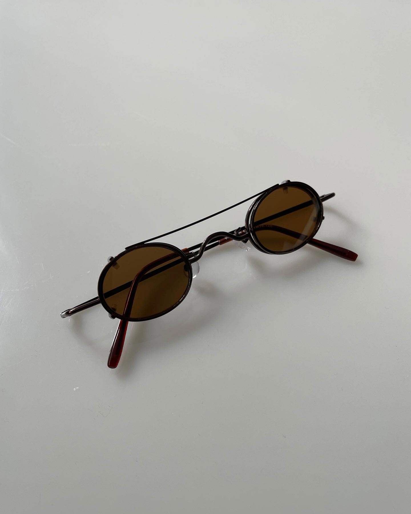 Vintage Oval Değiştirilebilir Kahverengi Güneş Gözlüğü
